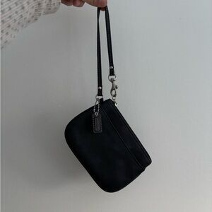 Coach Black Wristlet with Silver Details